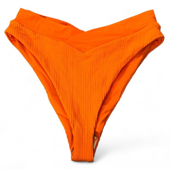 L*Space Pointelle Rib Court Bitsy Bikini Bottom in Poppy Orange - Picture 10 of 11